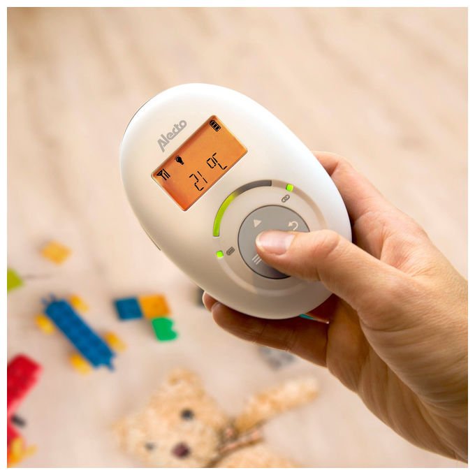Alecto DBX120 Full Eco DECT Baby Monitor con Funzione Talk-Back e 5 Ninne Nanne Pre-programmate colore Bianco Blu