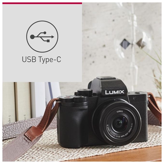 Panasonic Lumix DC-G100DKEGK Fotocamera Mirrorless Micro Quattro Terzi con Obiettivo Lumix G Vario 12-32mm F3.5-5.6 20.3MP 4K 30p e FHD 60 Video Nero