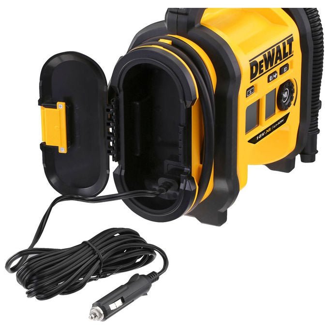 Dewalt DCC018N-XJ Gonfiatore 18V XR con Manometro Digitale Pressione Max 11 bar Alimentazione 12V e 240V colore Nero Giallo
