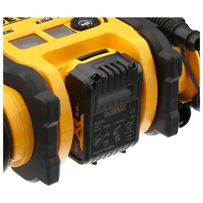 Dewalt DCC018N-XJ Gonfiatore 18V XR con Manometro Digitale Pressione Max 11 bar Alimentazione 12V e 240V colore Nero Giallo