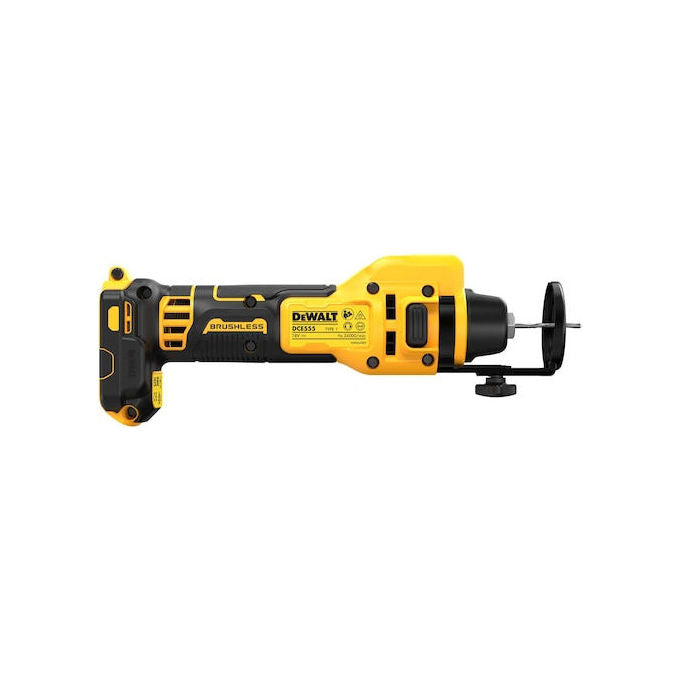 Dewalt DCE555N-XJ Fresatura per Cartongesso Brushless 18V Senza Batteria e Caricabatterie Motore Brushless Autonomia 54m Regolazione Profondita' Precisa colore Nero