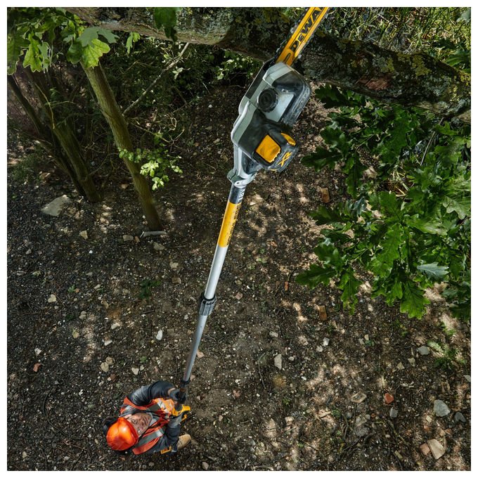 DeWalt DCMPS567N-XJ Potatore telescopico Brushless Barra 20 cm Altezza massima 450 cm Peso 3,8 Kg Velocita' catena 6,5 m-s Tensione 18 V Lubrificazione automatica colore Giallo