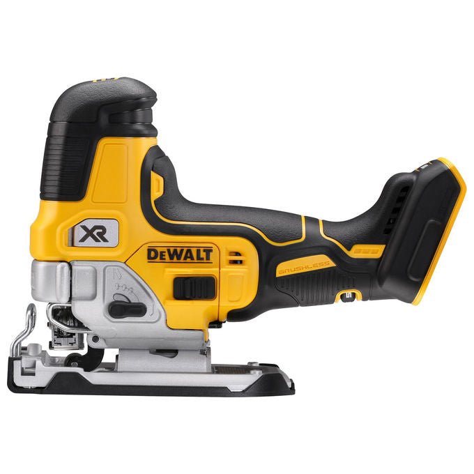 DeWalt DCS335N-XJ Seghetto Alternativo 18V Motore Senza Spazzole 4 Posizioni Regolazione Wahad?owa Velocita' 0-3200 colpi-min Capacita' Taglio Legno 135 mm Acciaio 10 mm Alluminio 57 mm colore Nero
