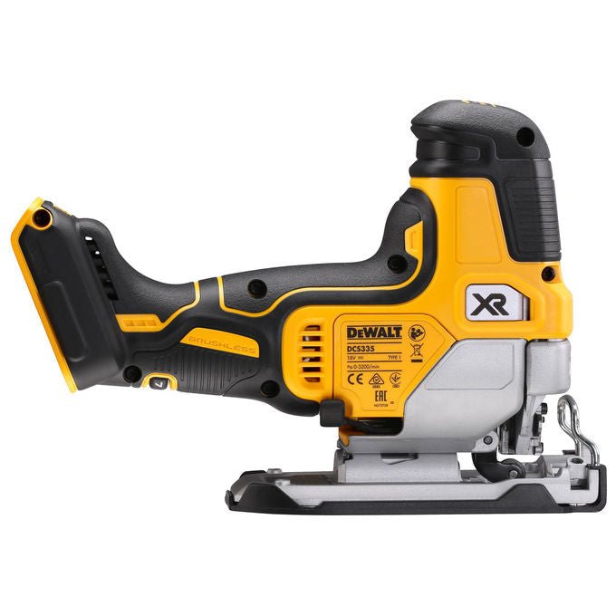 DeWalt DCS335N-XJ Seghetto Alternativo 18V Motore Senza Spazzole 4 Posizioni Regolazione Wahad?owa Velocita' 0-3200 colpi-min Capacita' Taglio Legno 135 mm Acciaio 10 mm Alluminio 57 mm colore Nero