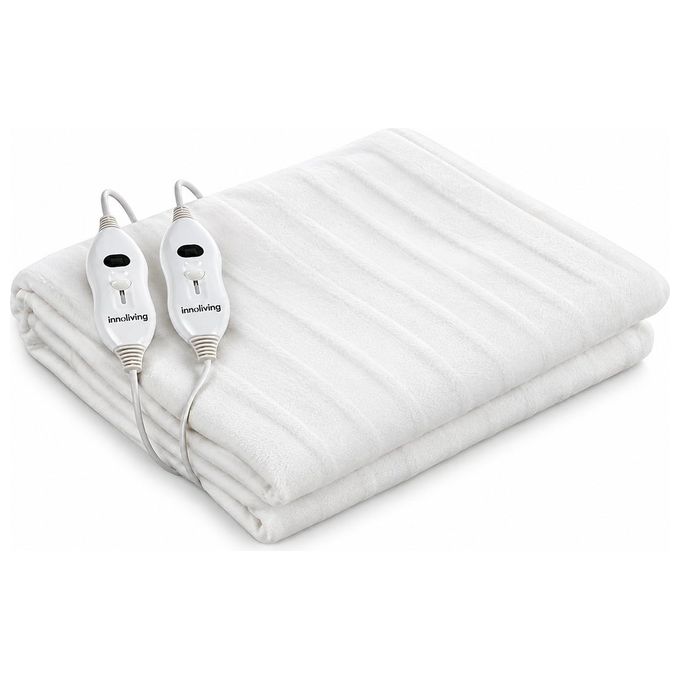 Innoliving 8034077460650 INN-065 Scaldaletto Elettrico Matrimoniale 2 x 60 W 3 Temperature Regolabili con Comandi Separabili colore Grigio