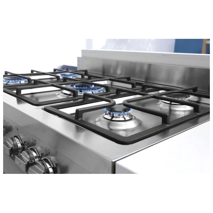 De'Longhi DGVX96SG Cucina a Gas Libera Installazione 5 Fuochi Forno Gas Ventilato 115 L Grill Elettrico Classe A (90x90x60 cm) colore Inox