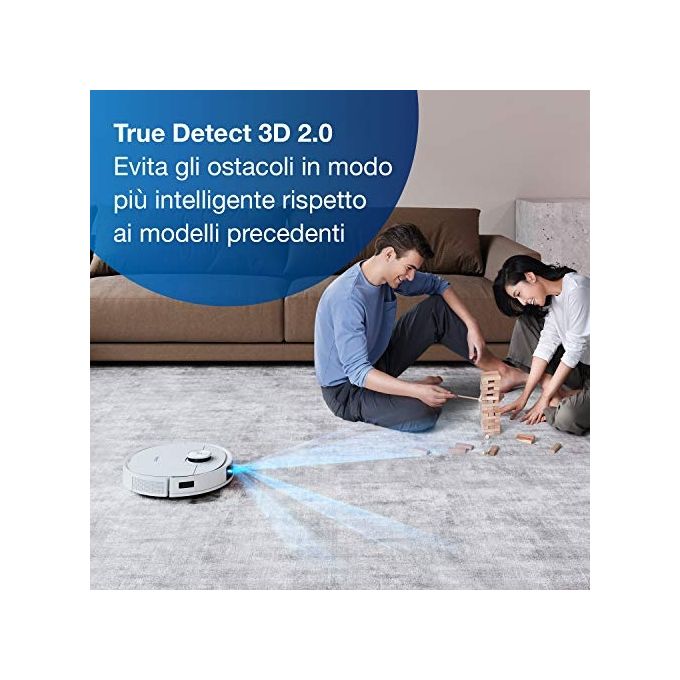 Ecovacs Deebot T9 - Robot aspirapolvere laser con mop, capacita' 0,42 L, autonomia 175 min, Wi‑Fi + app, mappatura 3D, 67 dB, Bianco