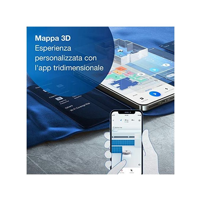 Ecovacs Deebot T9 - Robot aspirapolvere laser con mop, capacita' 0,42 L, autonomia 175 min, Wi‑Fi + app, mappatura 3D, 67 dB, Bianco