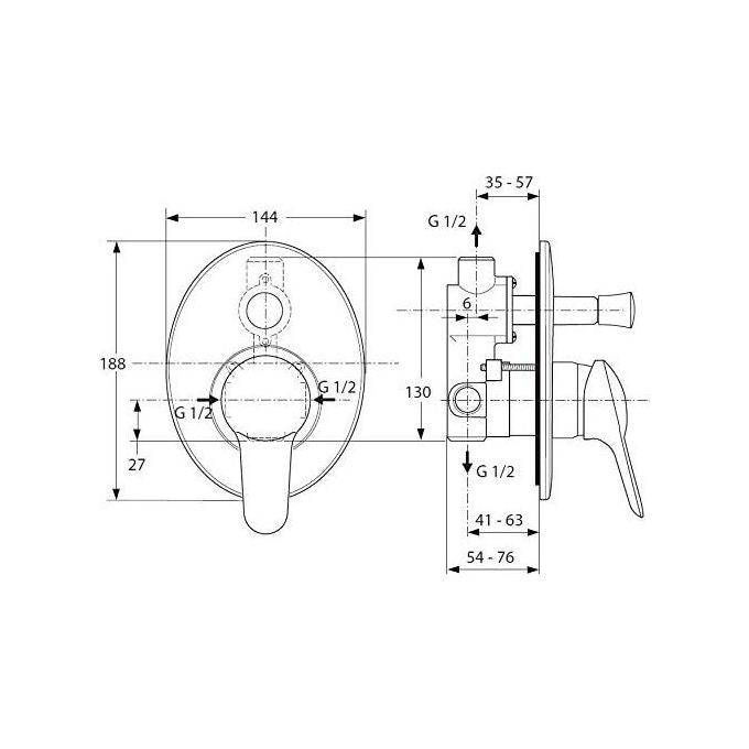 Ideal Standard Dot Miscelatore Vasca-Doccia Incasso Con Deviatore Cromo