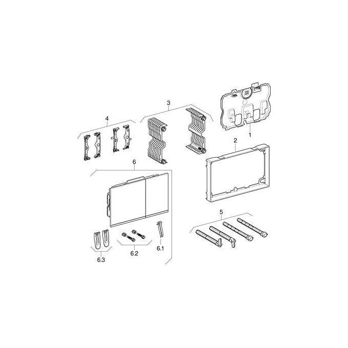 Geberit Sigma60 Placca 2 Pulsanti Quadrati Cromo-Spazzolato