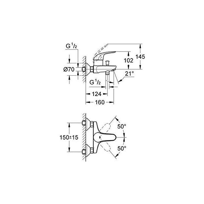 GROHE Euroeco Miscelatore Monocomando per Vasca-Doccia Cromo 32743000 Contemporary Single