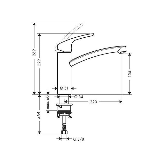Hansgrohe Focus M41 - Rubinetto da cucina Miscelatore cucina con altezza bocca 160 mm Rubinetto monocomando con bocca girevole cromo Cromo ComfortZone 160 mm senza tubo flessibile