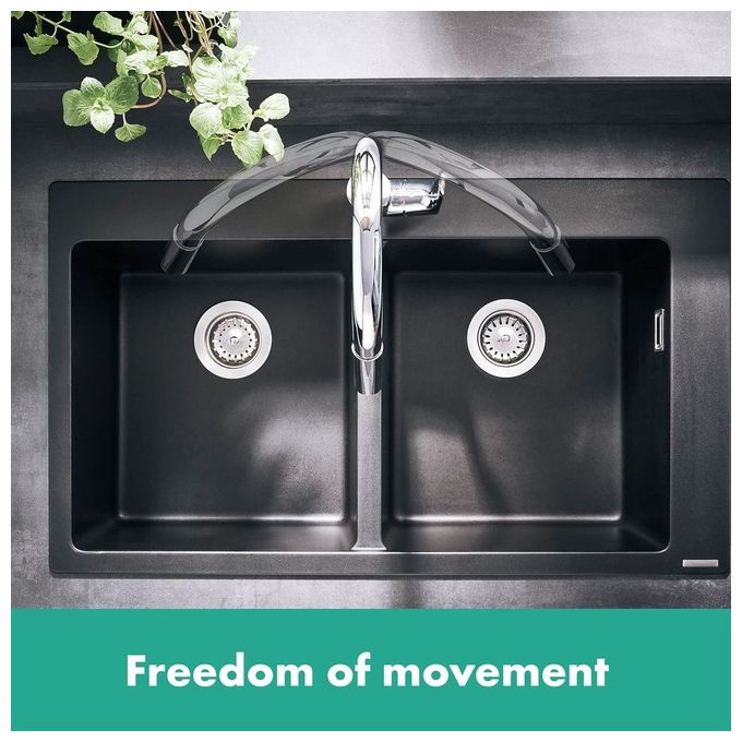 Hansgrohe Focus M41 - Rubinetto da cucina con doccetta estraibile (2 getti) Miscelatore cucina con altezza bocca 240 mm Rubinetto monocomando con bocca girevole cromo Cromo ComfortZone 240 mm