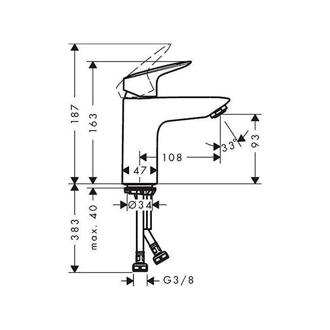 Hansgrohe Logis 71107 Miscelatore Lavabo 100 Push Open