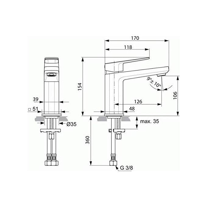 Ideal Standard Tonic 2 A6327 Miscelatore Lavabo Senza Scarico Cromo