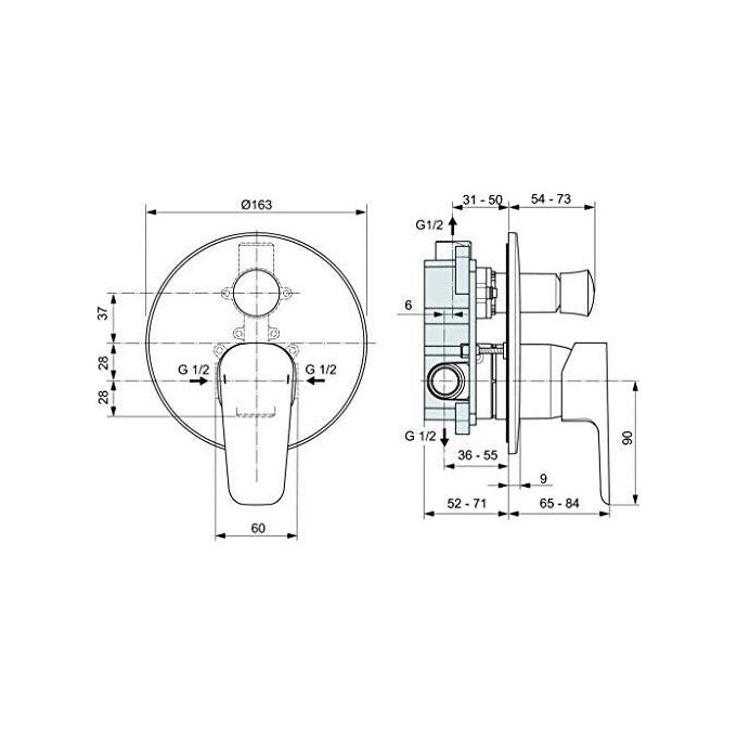 Ideal Standard Ceraplan 3 A6383 Miscelat. Vasca-Doccia Con Deviatore Completo Cromo