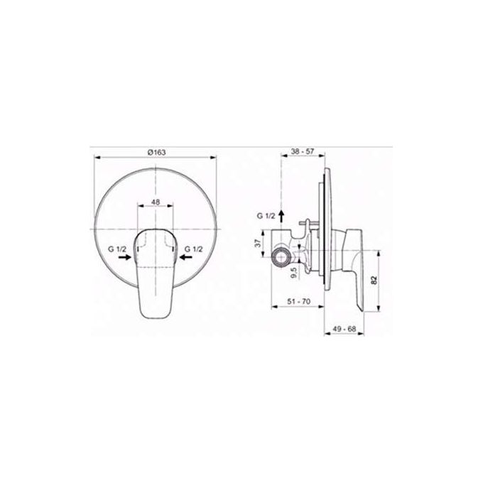 Ideal Standard Ceramix A6548 Miscelatore Doccia Incassocompleto Cromo