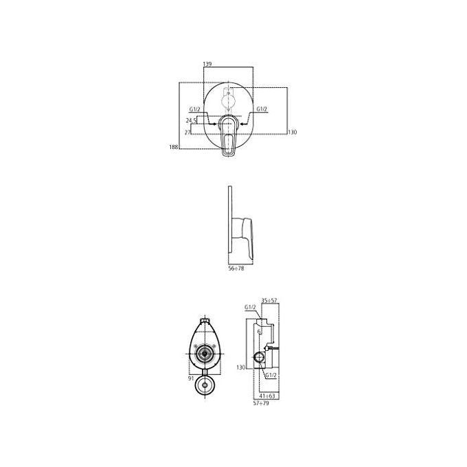 Ideal Standard Ceramix Blu Parte Esterna Miscelatore Doccia Cromo