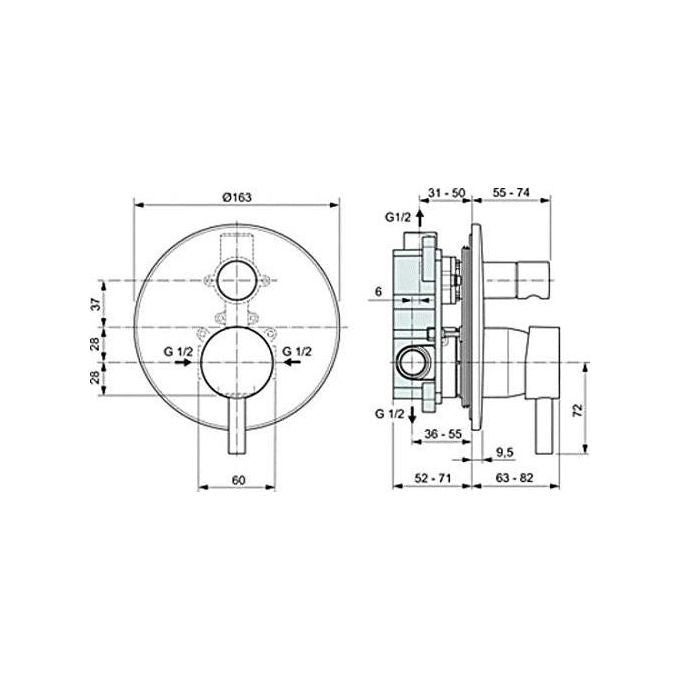 Ideal Standard Ceraline A6939 Miscelat. Vasca-Doccia Incasso Con Deviatore Completo Cromo