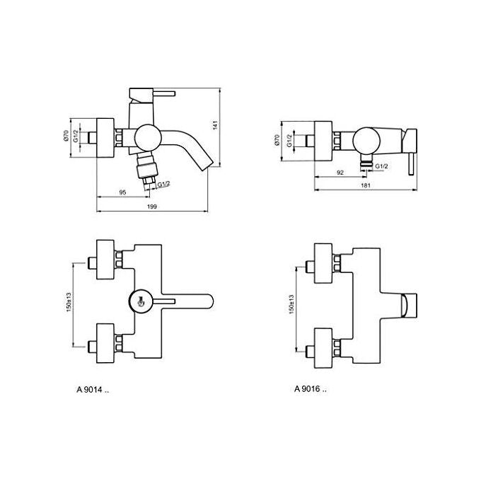 Ideal Standard Mara A9014 Miscelatore Vasca Esterno Con Dotazione Cromo