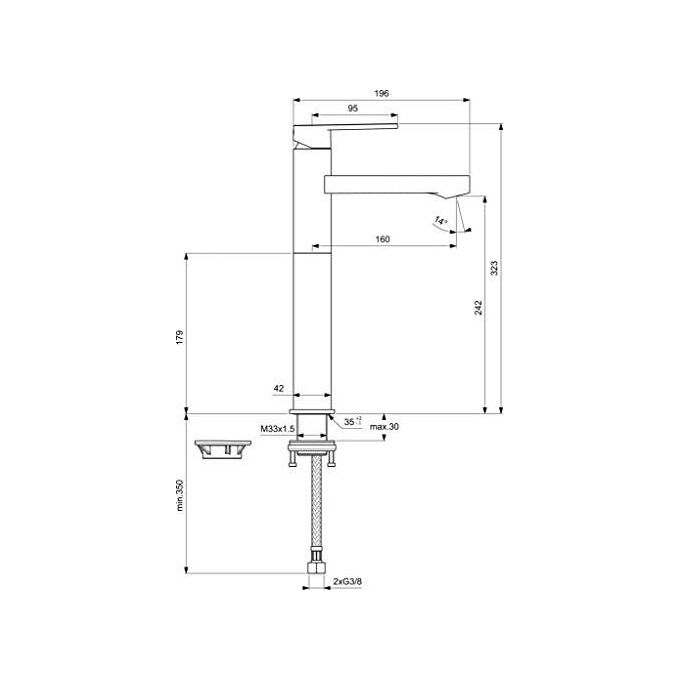 Ideal Standard Gio B0601 Miscelatore Lavabo Alto Senza Scarico Cromo