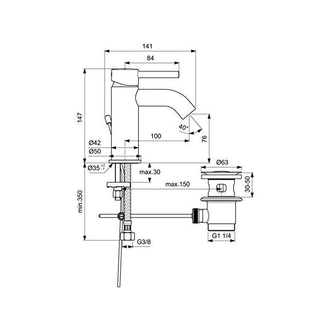 Ideal Standard Ceraline Bc193 Miscelatore Lavabo Con Scarico Cromo