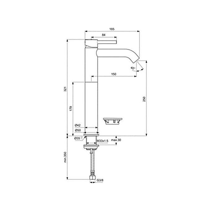 Ideal Standard Ceraline Bc269 Miscelat. Lavabo Alto Senza Scarico Cromo