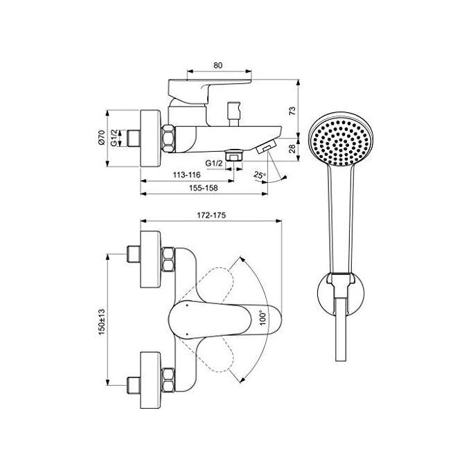 Ideal Standard Cerafine O Bc706 Miscelat. Vasca Esterno Con Dotazionecromo