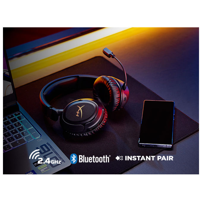 HyperX B5VC4AA Cloud Flight 2 Cuffie da gaming wireless 2.4 GHz Bluetooth 5.3 autonomia fino a 100 ore driver 50 mm microfono rimovibile colore Nero