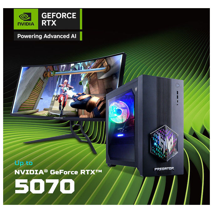 Acer DG.E4TET.00J Predator ORION 3000 Desktop PC Intel Core Ultra 7 265F 32 GB DDR5 1 TB SSD NVIDIA GeForce RTX 5070 Wi-Fi 7 Windows 11 Home colore Nero