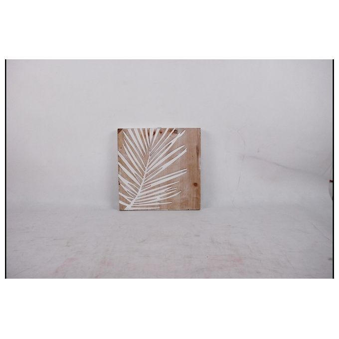 Decorazione Murale Quadrata Leaf II in Mdf 30X30X4 cm Bianco