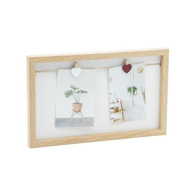 Portafoto Da Parete Hon con 2 Clip a Forma di Cuore in Mdf 21X35 cm Naturale