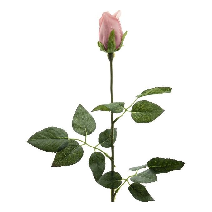 Bocciolo di Rosa con Rugiada in Plastica 77 cm Rosa