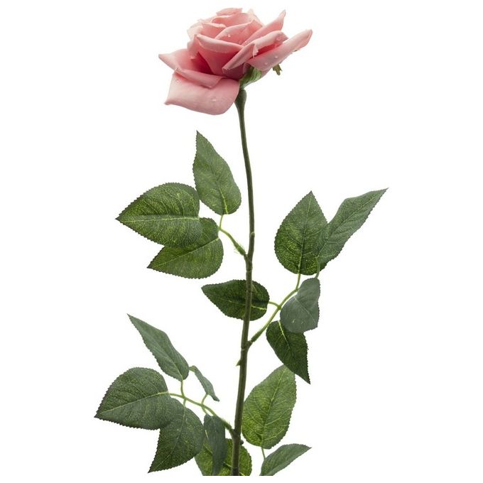 Rosa con Rugiada in Plastica 75 cm Rosa