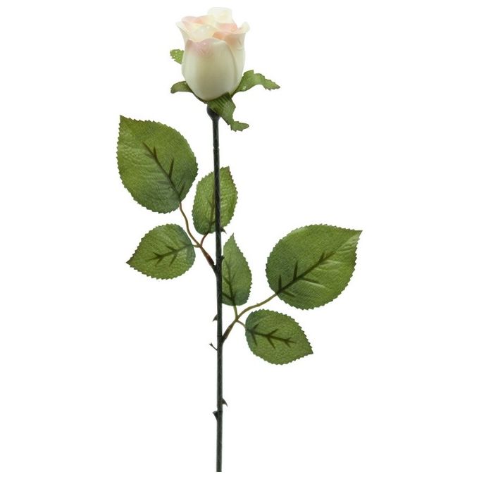 Bocciolo di Rosa con Rugiada in Plastica 52 cm Champagne