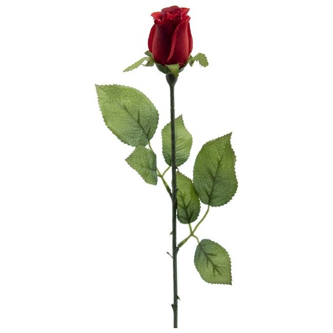 Bocciolo di Rosa con Rugiada in Plastica 52 cm Rosso