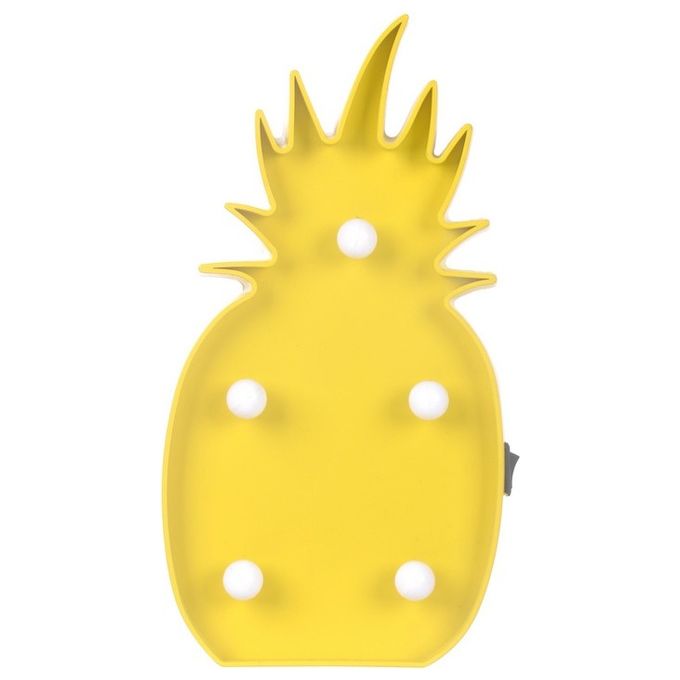 Insegna Luminosa Pineapple in Plastica 15X25 cm Giallo