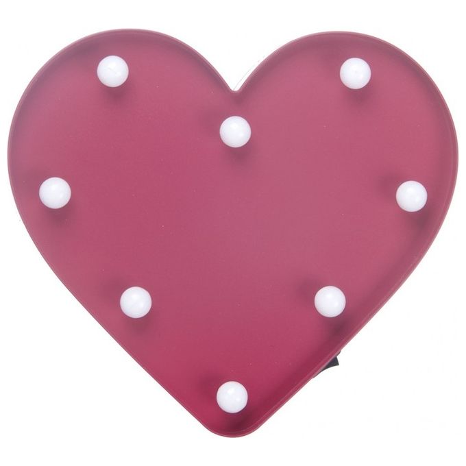 Insegna Luminosa Cuore in Plastica 22X20 cm Rosa
