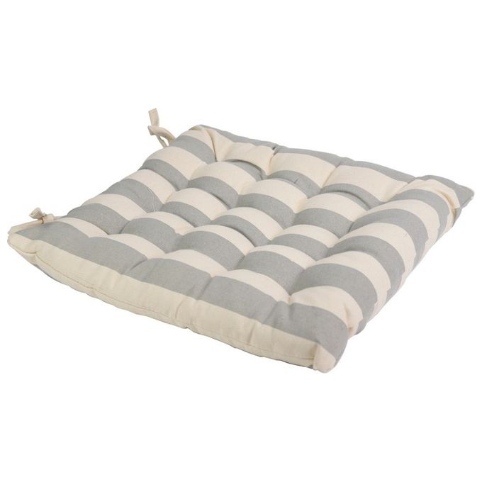 Cuscino da Seduta a Righe 100% Cotone 40X40cm Grigio e Bianco