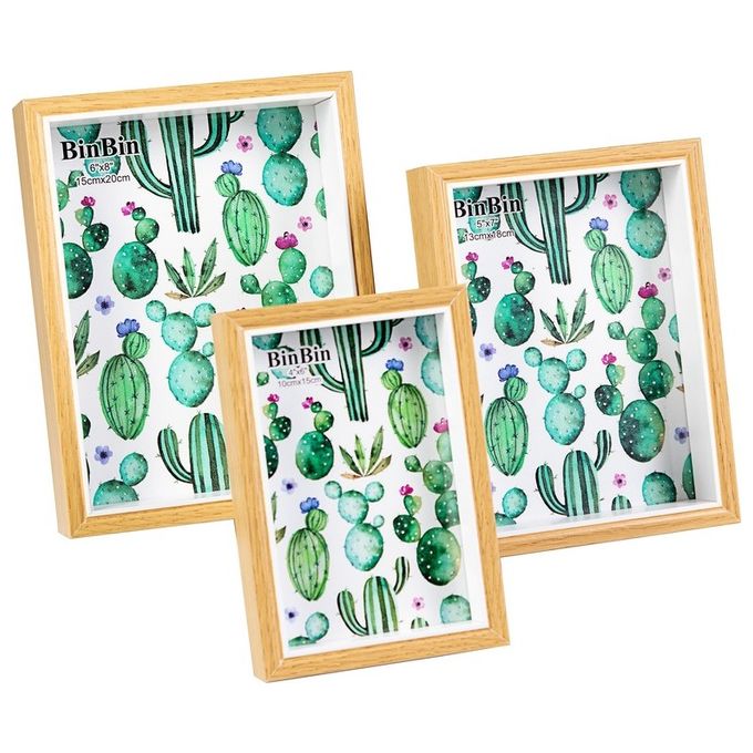 Set 3 Cornici Portafoto in Mdf Naturale