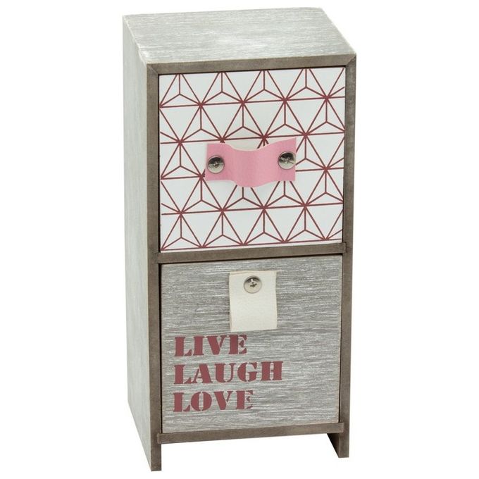 Mini Cassettiera Portaoggetti con 2 Cassetti PinkandGrey in Mdf 11,4X10X23,5 cm