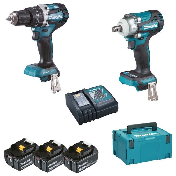 Makita DHP484Z + DTW300Z BL 18V LXT 5Ah Set Avvitatori e accessori