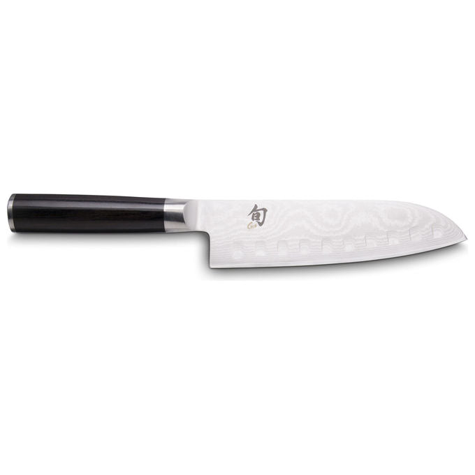 Kai DM-0718 Shun Classic Coltello Santoku Lama 18 cm Acciaio Damasco Manico Legno di Pakka colore Nero