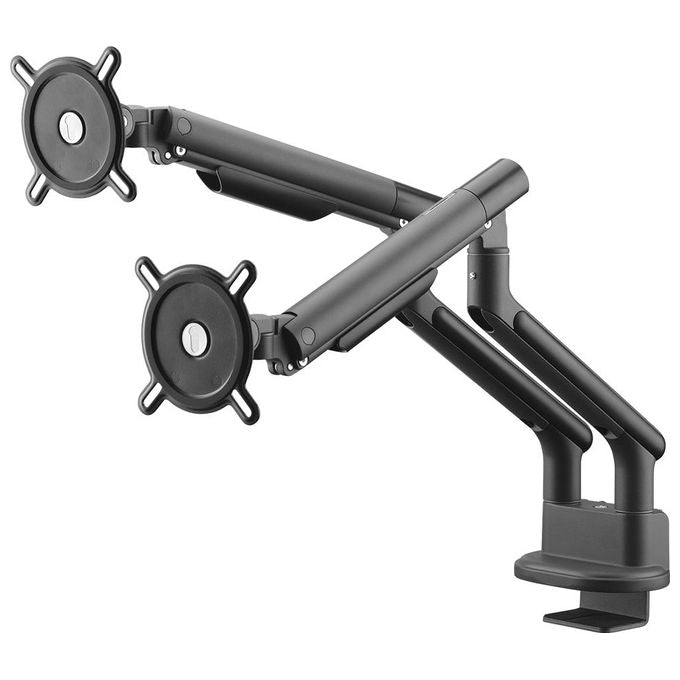 One for All DM7210 Supporto Universale Doppio per 2 Monitor 13''-35'' VESA 75x75 100x100 mm 9 Kg Rotazione 360° Inclinazione 90° Estensione 54,8 cm colore Nero