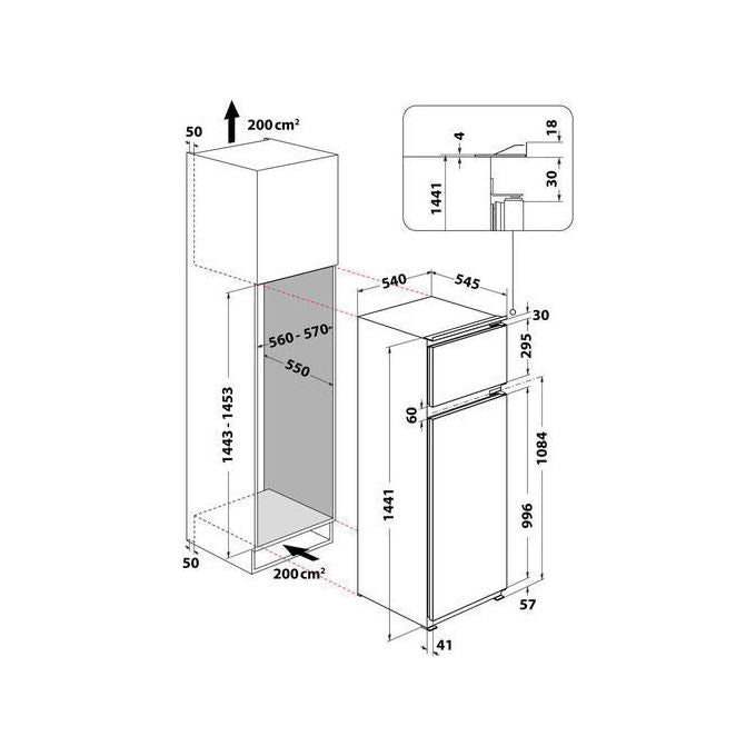 Hotpoint BD 2422 S-HA 1 Frigorifero Doppia Porta da Incasso 218 Litri Classe energetica F Guarnizione Antimuffa 144.1 cm Acciaio Inossidabile