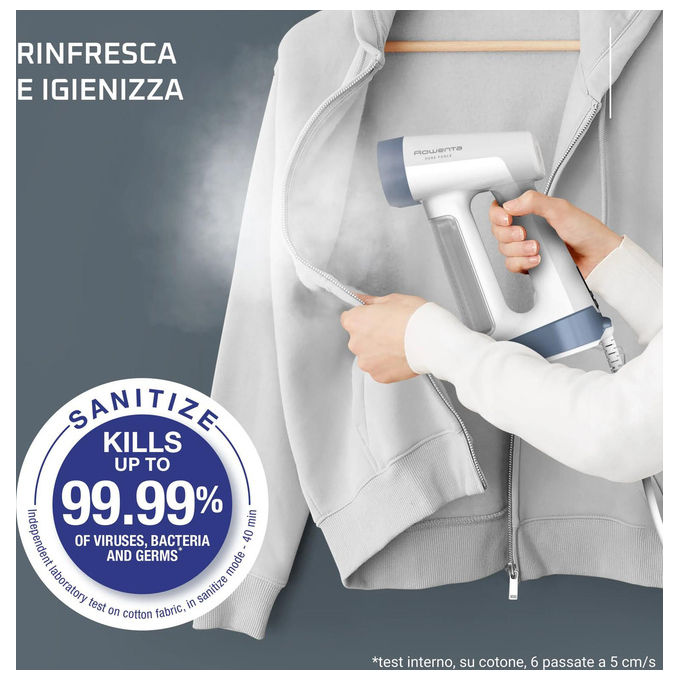 Rowenta DR8722F0 Pure Force Stiratore verticale a vapore 2 in 1 1800 W 180 ml colore Bianco