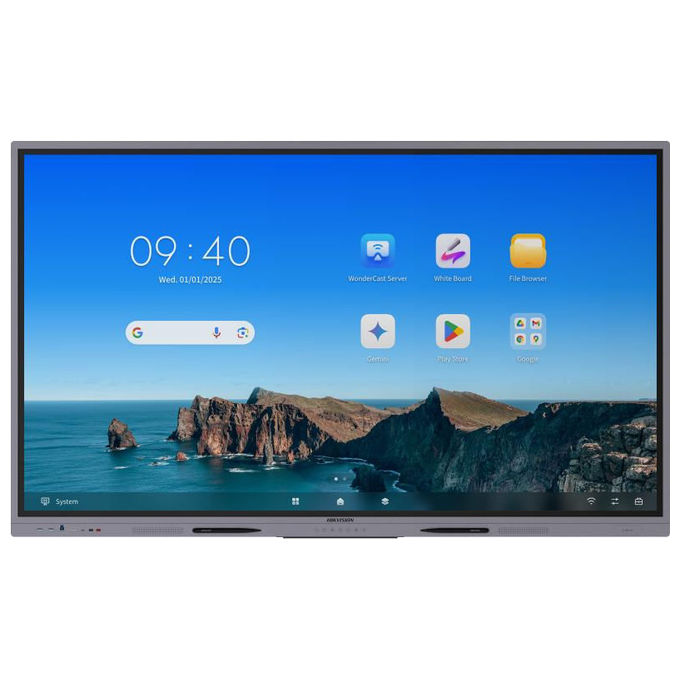 Hikvision DS-D5A75RB-A3 Value Series Lavagna Interattiva 75'' 4K 3840x2160 Pixel Android 14 8 GB 128 GB 50 Punti Touch USB Type-C 3 HDMI Wi-Fi 6 Bluetooth 5.4 colore Grigio