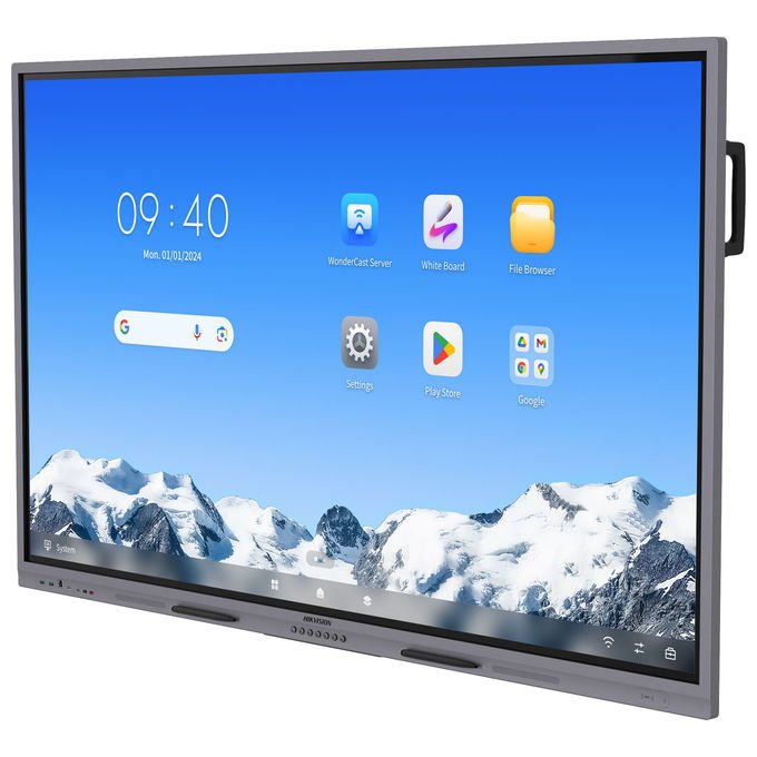 Hikvision DS-D5C86RB-A2L Value Series Lavagna Interattiva 86'' 4K Ultra HD Risoluzione 3840 x 2160 Pixel Touch Screen 50 Punti 2x USB Type-C 3x HDMI Wi-Fi 6 Android 14.0 RAM 8 GB Storage 128 GB colore Grigio