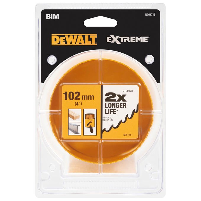 DeWALT DT90338-QZ Otwornica bimetallica HSS 102 mm per legno metallo plastica colore Nero