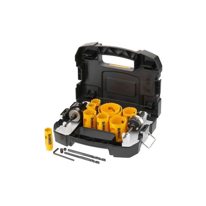 DeWALT DT90361-QZ Set Seghe a Tazza Bimetalliche 13 pz per Legno Metallo Plastica con Geometria Denti Brevettata e Profondita' di Taglio 44 mm colore Nero
